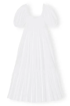 Cheap GANNI Cotton Poplin Smock Maxi Dress Bright White
