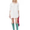 Best GANNI Cotton Poplin Square-Neck Mini Dress Bright White