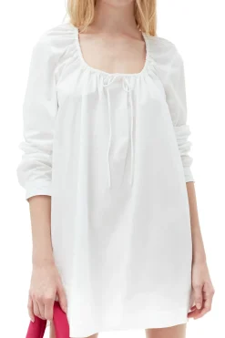 Best GANNI Cotton Poplin Square-Neck Mini Dress Bright White