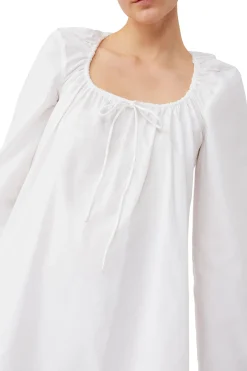 Best GANNI Cotton Poplin Square-Neck Mini Dress Bright White
