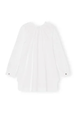 Best GANNI Cotton Poplin Square-Neck Mini Dress Bright White