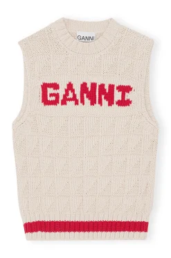 Discount GANNI Cotton Rope Vest Alabaster Gleam