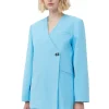Store GANNI Cotton Suiting Boxy Blazer Ethereal Blue