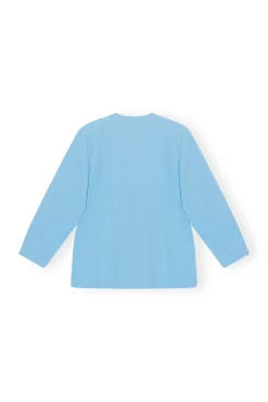 Store GANNI Cotton Suiting Boxy Blazer Ethereal Blue