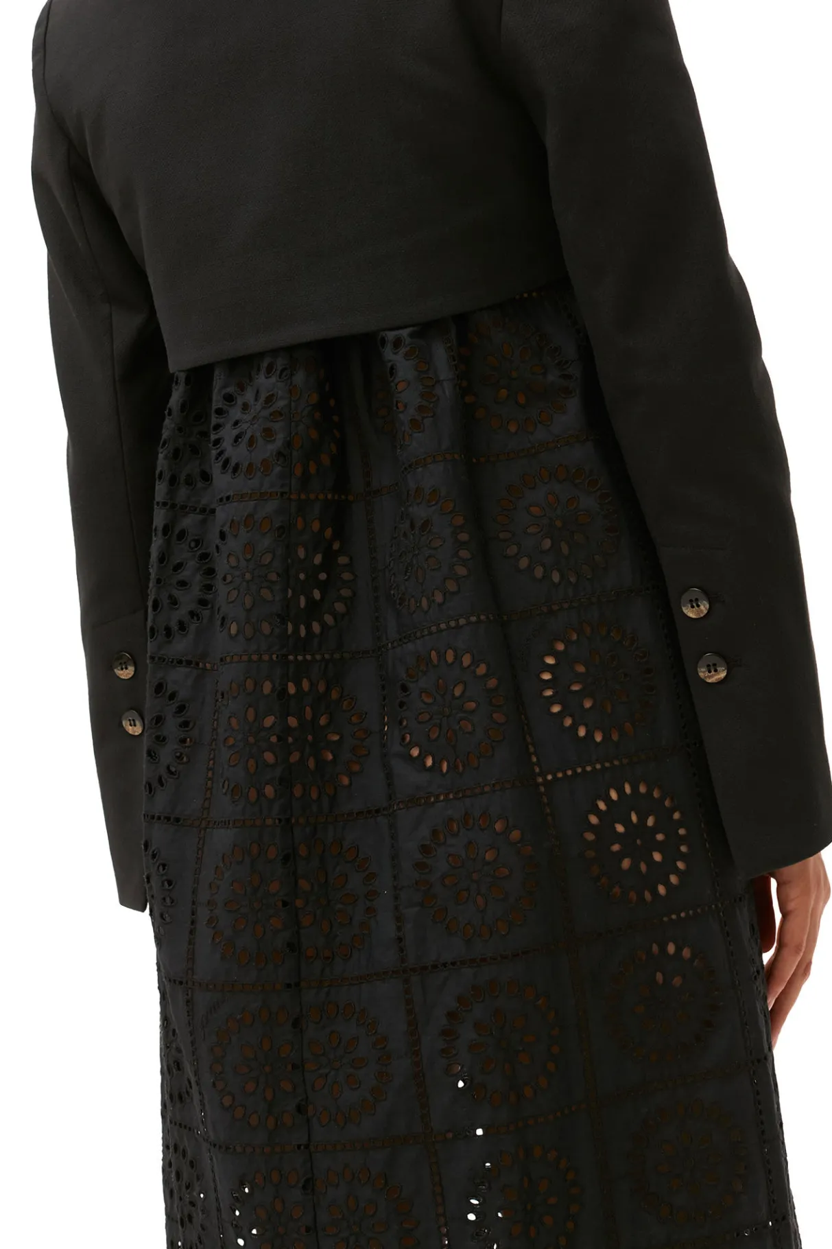 New GANNI Cotton Suiting Cropped Blazer Black