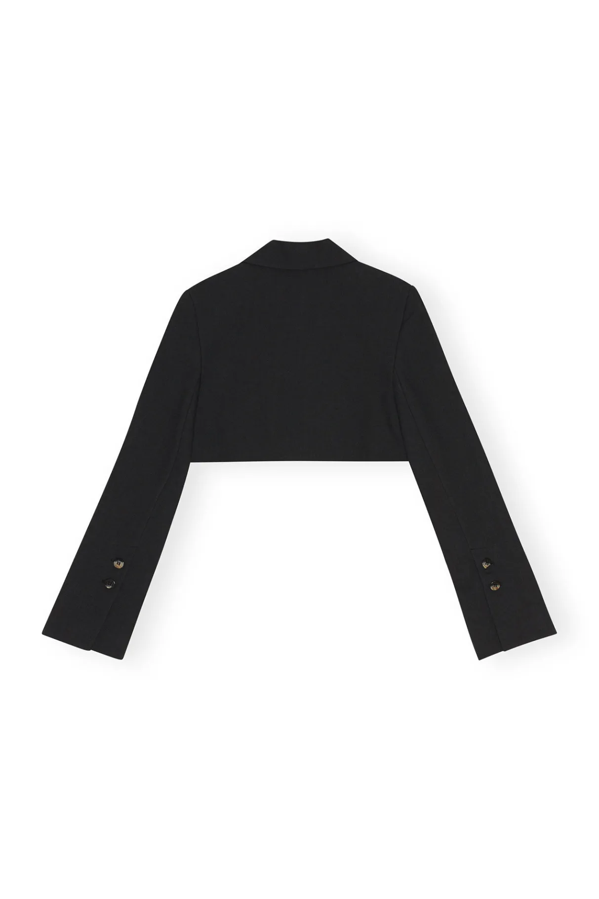 New GANNI Cotton Suiting Cropped Blazer Black