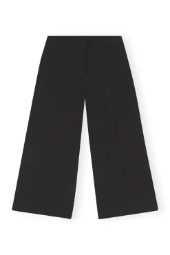 Online GANNI Cotton Suiting Cropped Wide Pants Black