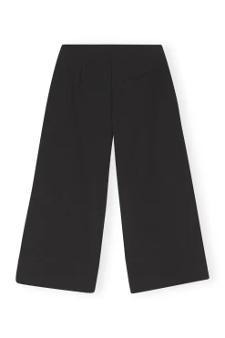Online GANNI Cotton Suiting Cropped Wide Pants Black