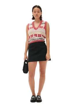Outlet GANNI Cotton Suiting Mini Skirt Black