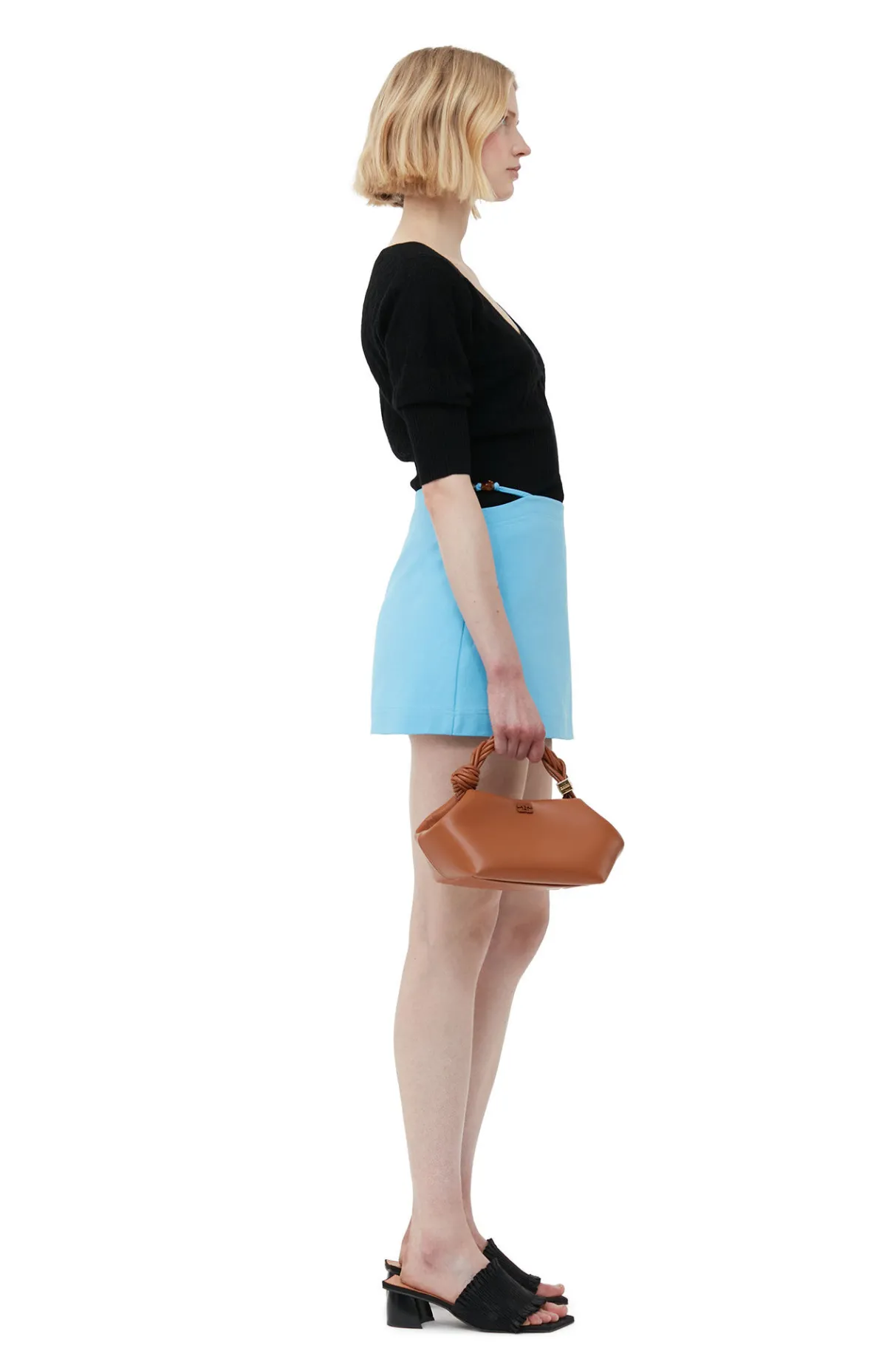 Cheap GANNI Cotton Suiting Mini Skirt Ethereal Blue