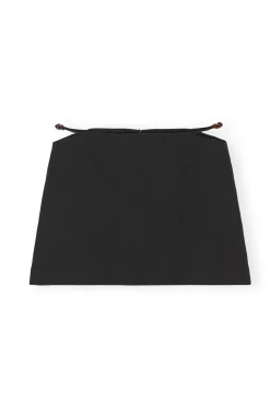 Outlet GANNI Cotton Suiting Mini Skirt Black