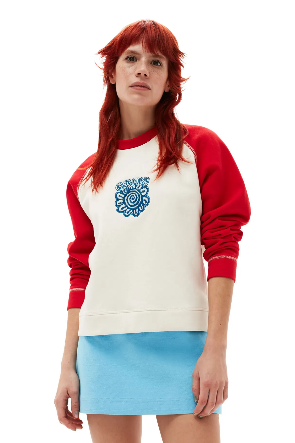 Cheap GANNI Cotton Suiting Mini Skirt Ethereal Blue