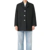 Discount GANNI Cotton Suiting Oversized Blazer Black