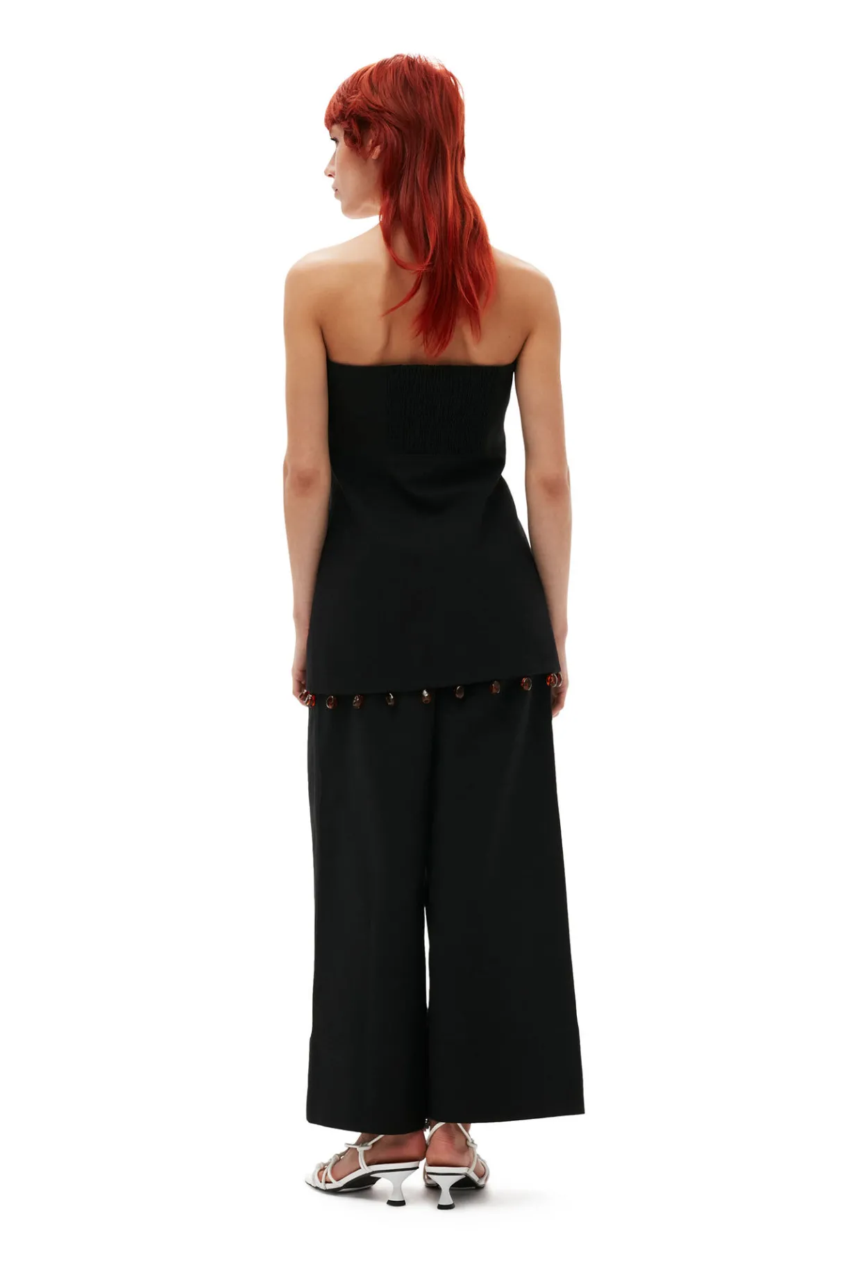 Best GANNI Cotton Suiting Sleeveless Top Black