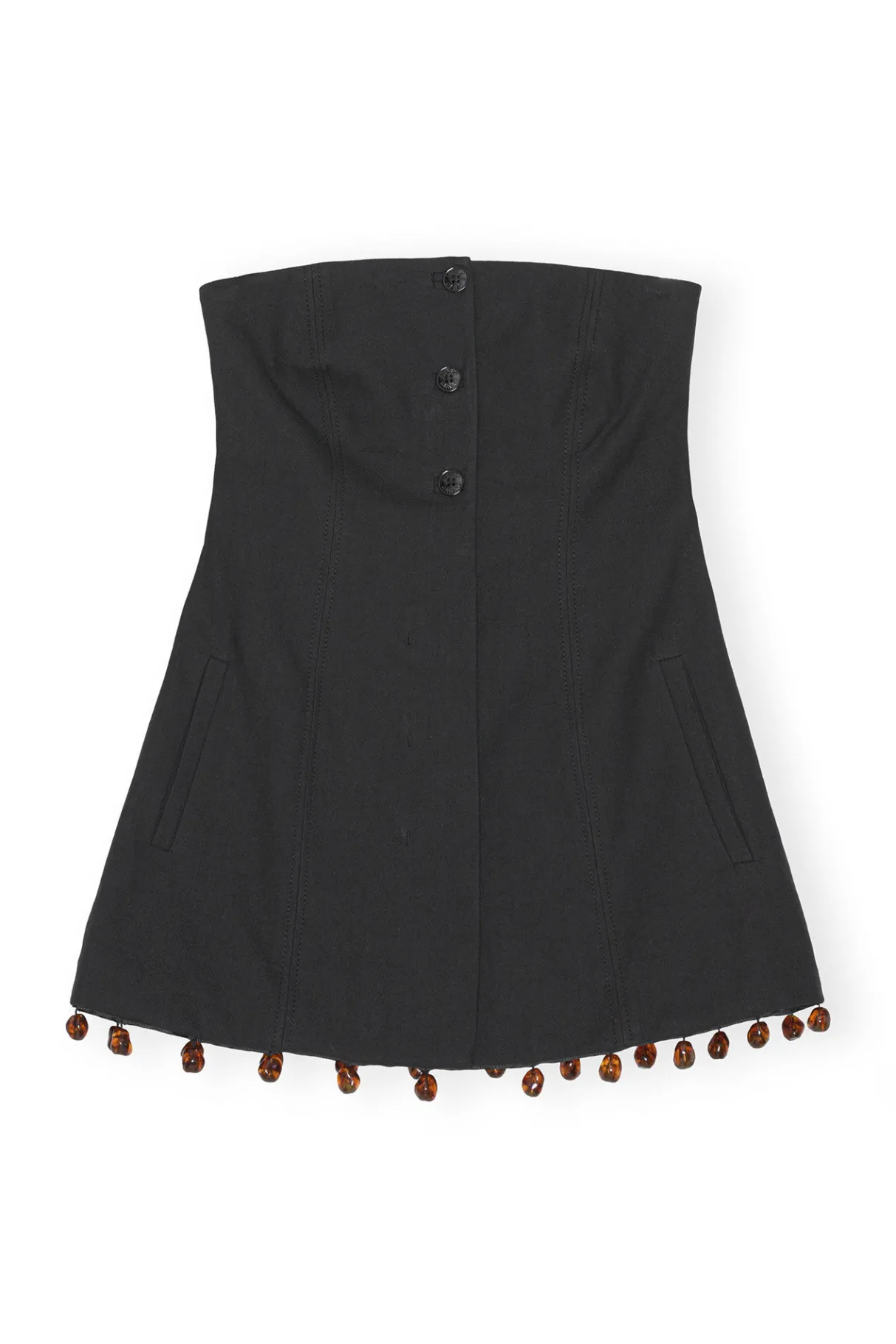 Best GANNI Cotton Suiting Sleeveless Top Black
