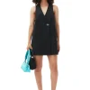 Discount GANNI Cotton Suiting Vest Black