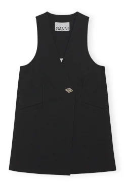 Discount GANNI Cotton Suiting Vest Black