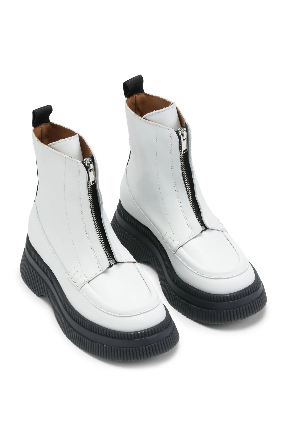 Best Sale GANNI Creepers Wallaby Zip Boots Egret