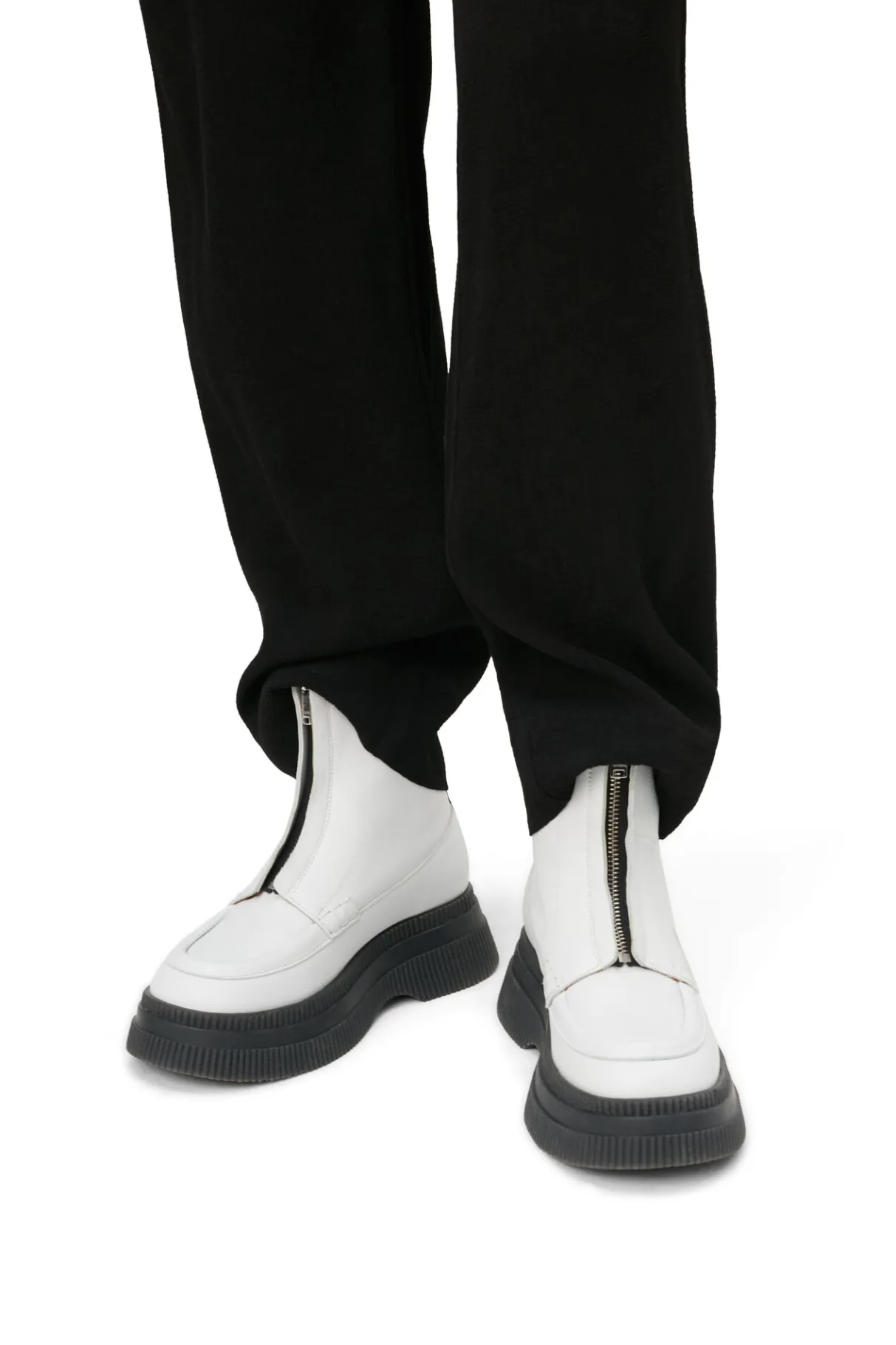 Best Sale GANNI Creepers Wallaby Zip Boots Egret