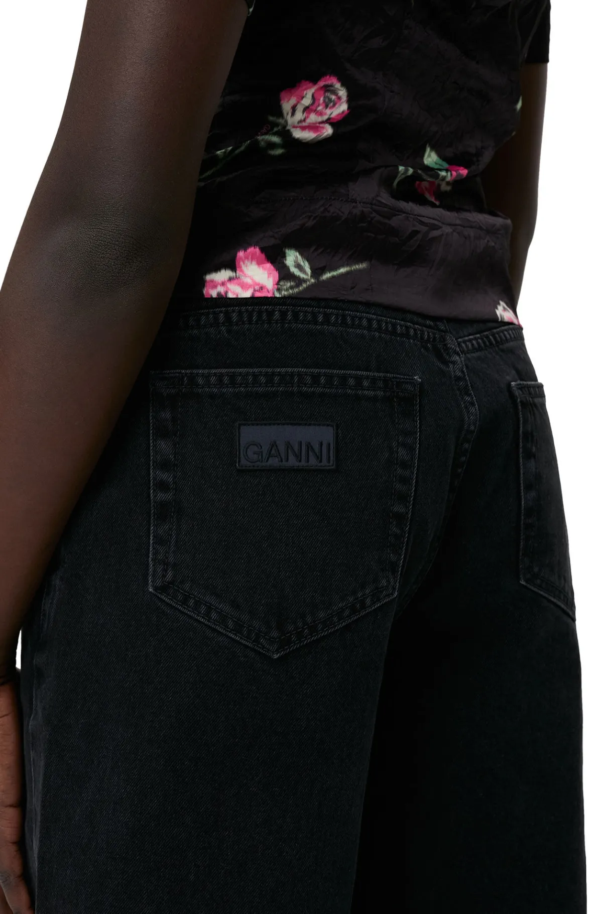 Best GANNI Crinkled Satin Blouse Black