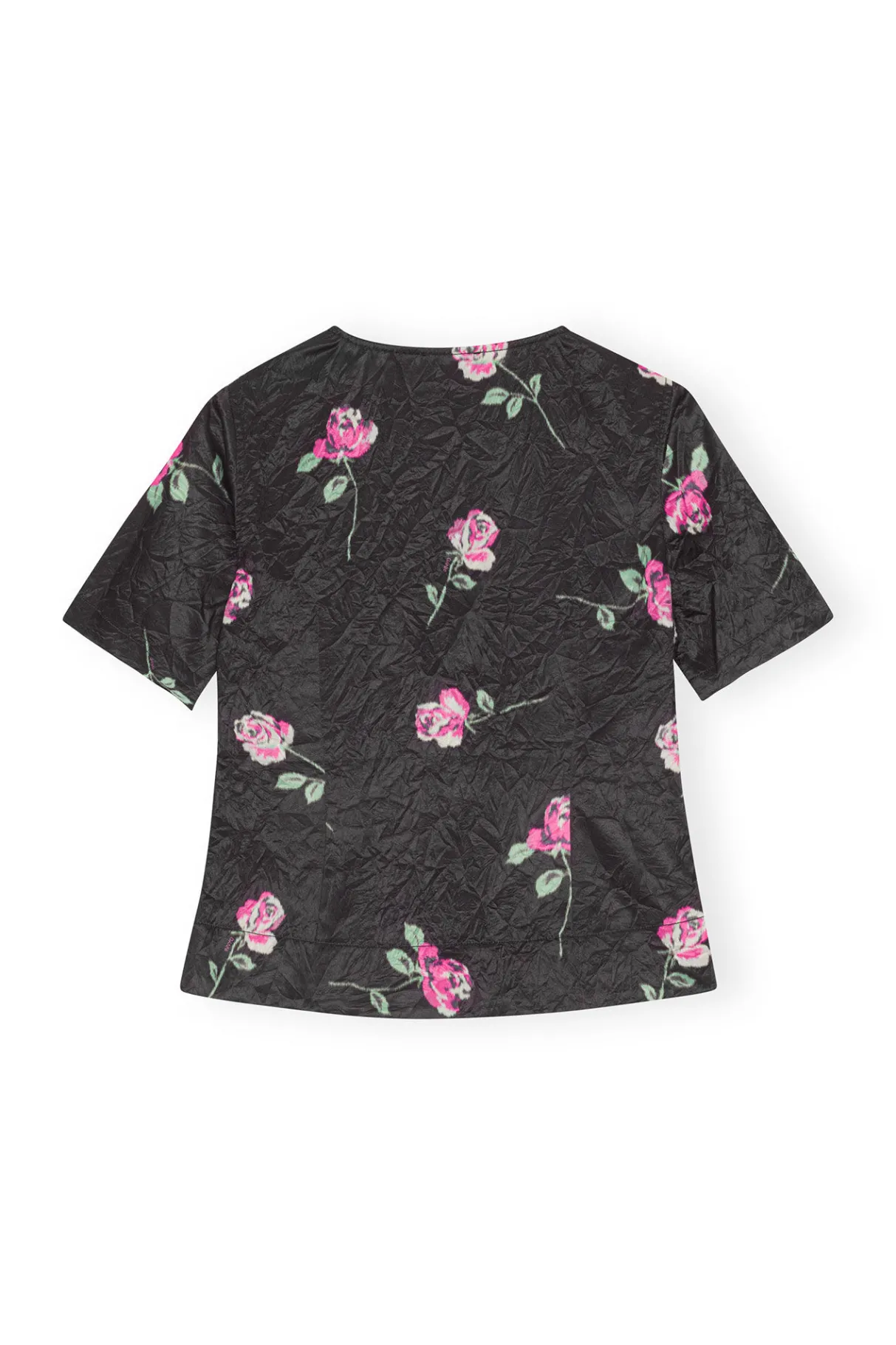 Best GANNI Crinkled Satin Blouse Black