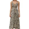 Discount GANNI Crinkled Satin Maxi Strap Dress Pale Khaki