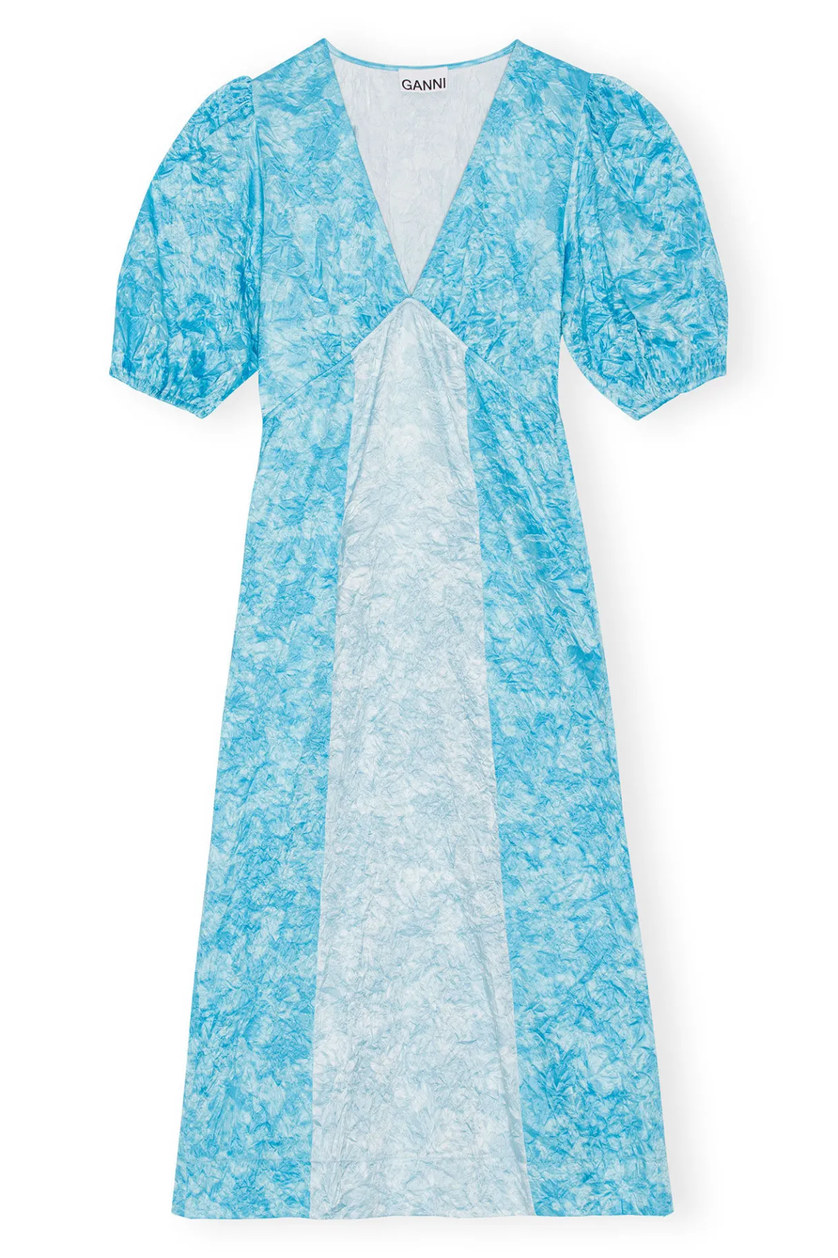 Clearance GANNI Crinkled Satin Midi Dress Ethereal Blue