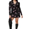 Discount GANNI Crinkled Satin V-Neck Mini Dress Black