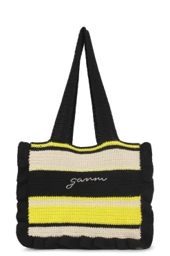 Store GANNI Crochet Frill Tote Bag Golden Kiwi
