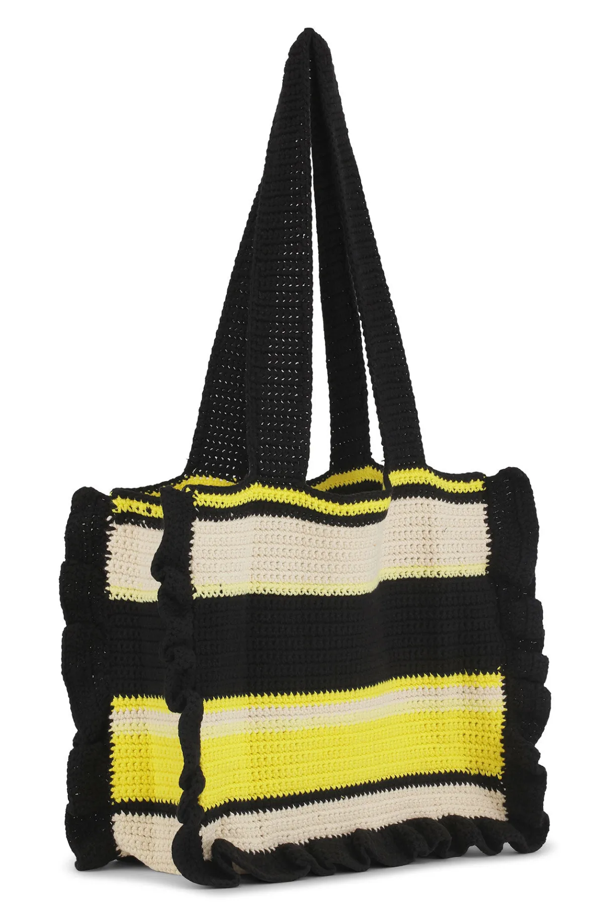 Store GANNI Crochet Frill Tote Bag Golden Kiwi