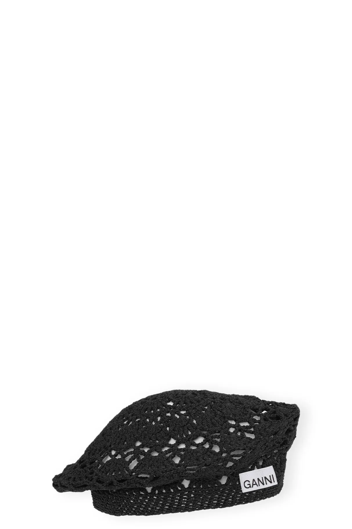 Online GANNI Crochet Metallic Beret Black