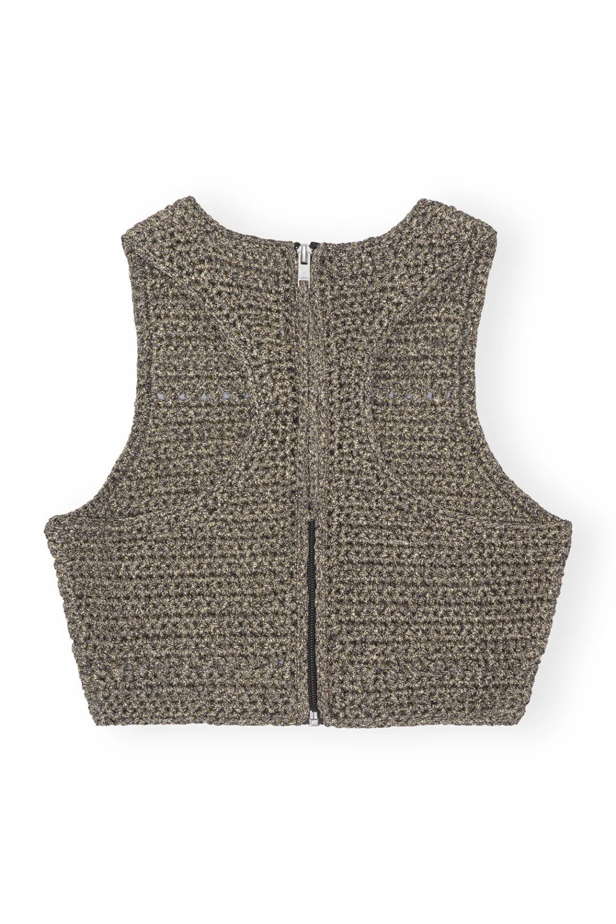 New GANNI Crochet Racerback Top Black/Gold
