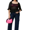 Cheap GANNI Crochet Top Black
