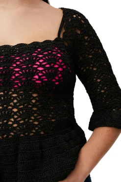 Cheap GANNI Crochet Top Black