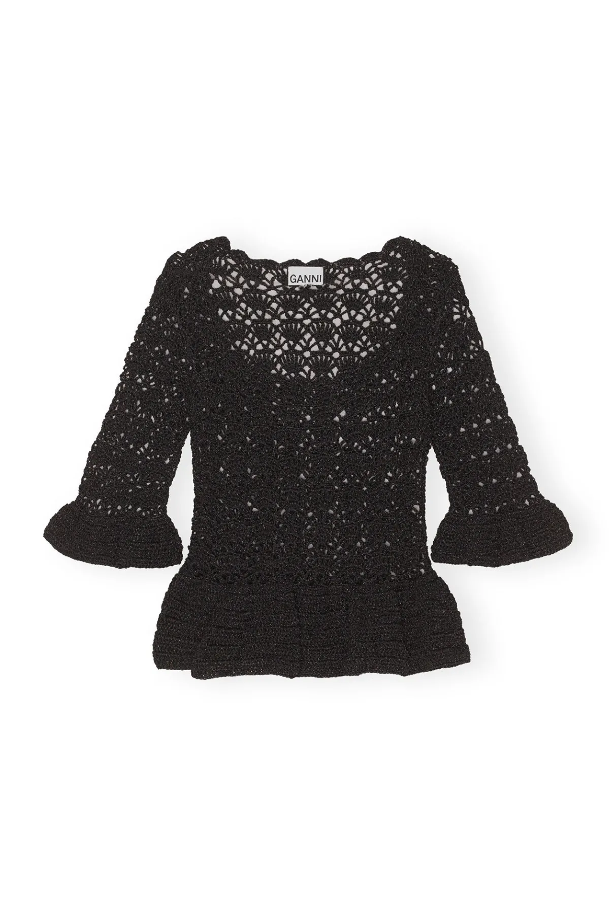 Cheap GANNI Crochet Top Black
