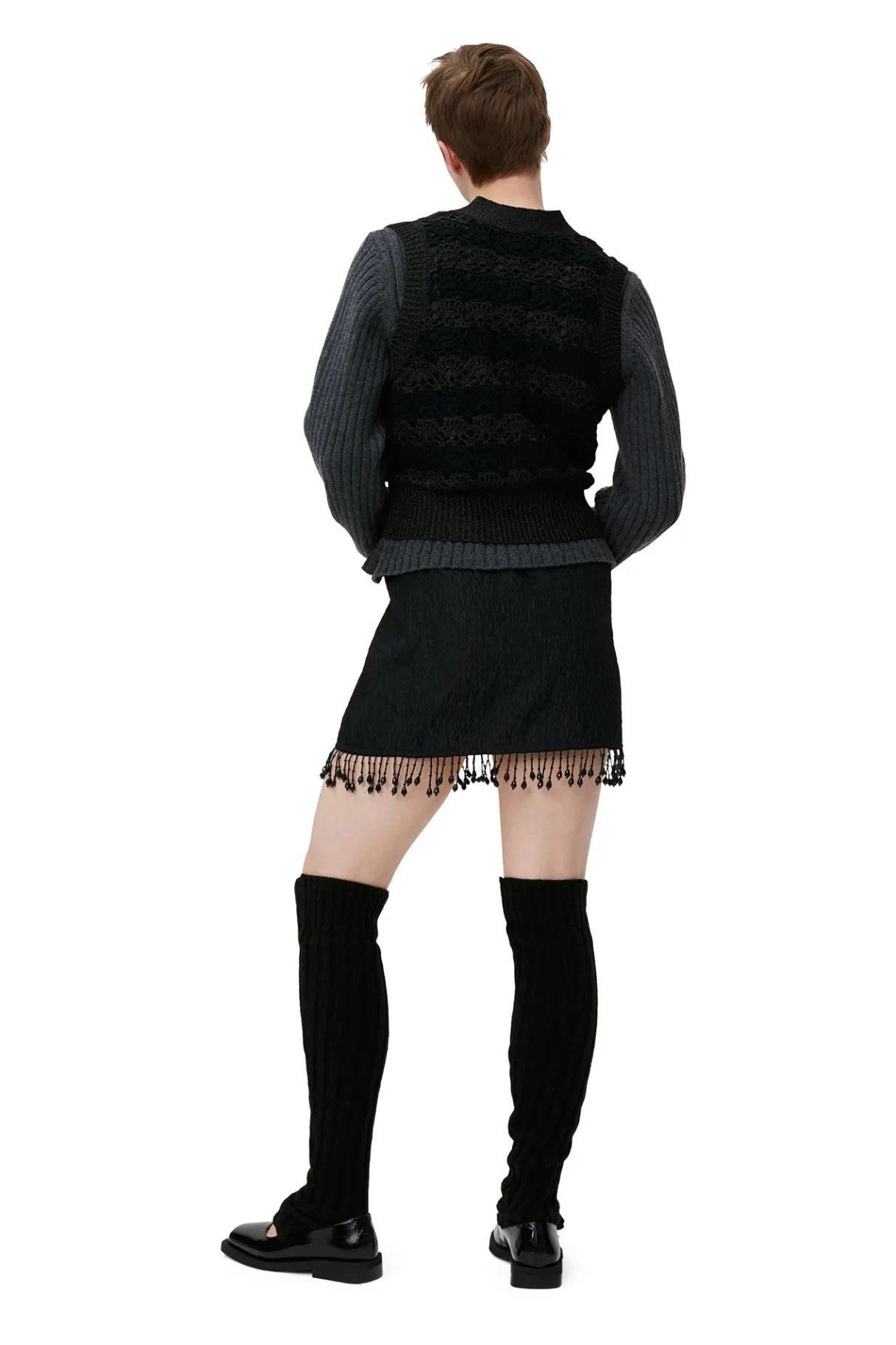 Clearance GANNI Cropchet V-Neck Vest Black