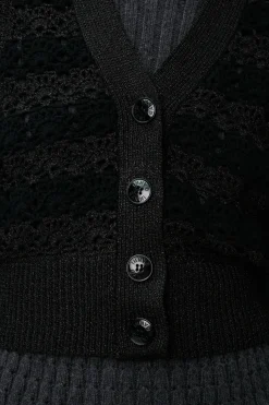Clearance GANNI Cropchet V-Neck Vest Black