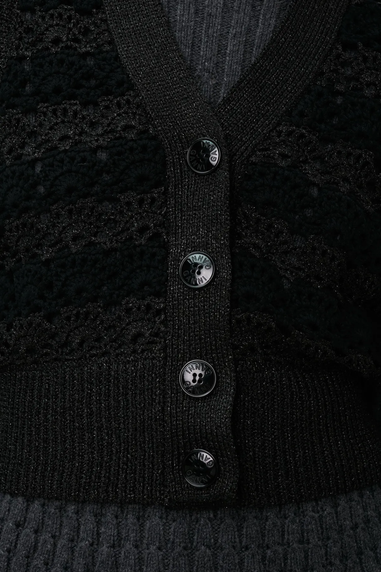 Clearance GANNI Cropchet V-Neck Vest Black