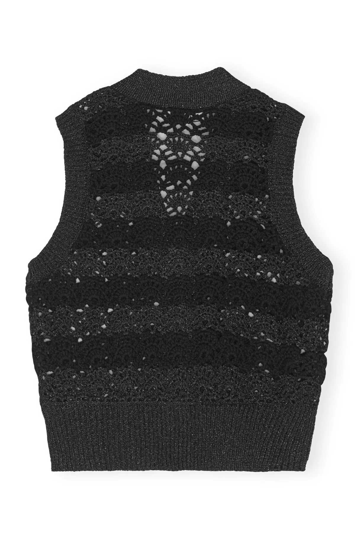 Clearance GANNI Cropchet V-Neck Vest Black