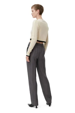 Cheap GANNI Cropped O-Neck Cardigan Alabaster Gleam