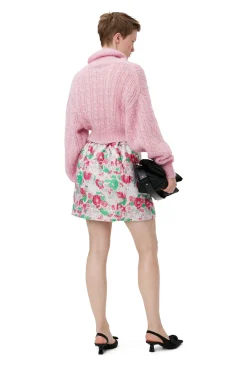 Best Sale GANNI 3D Jacquard Mini Skirt Sugar Plum