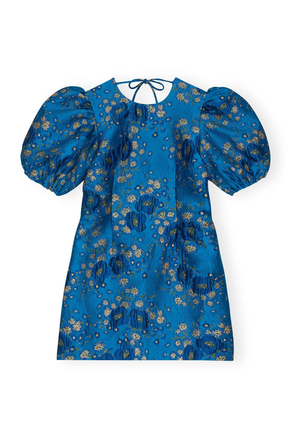 Sale GANNI 3D Jacquard Open Back Mini Dress Brilliant Blue