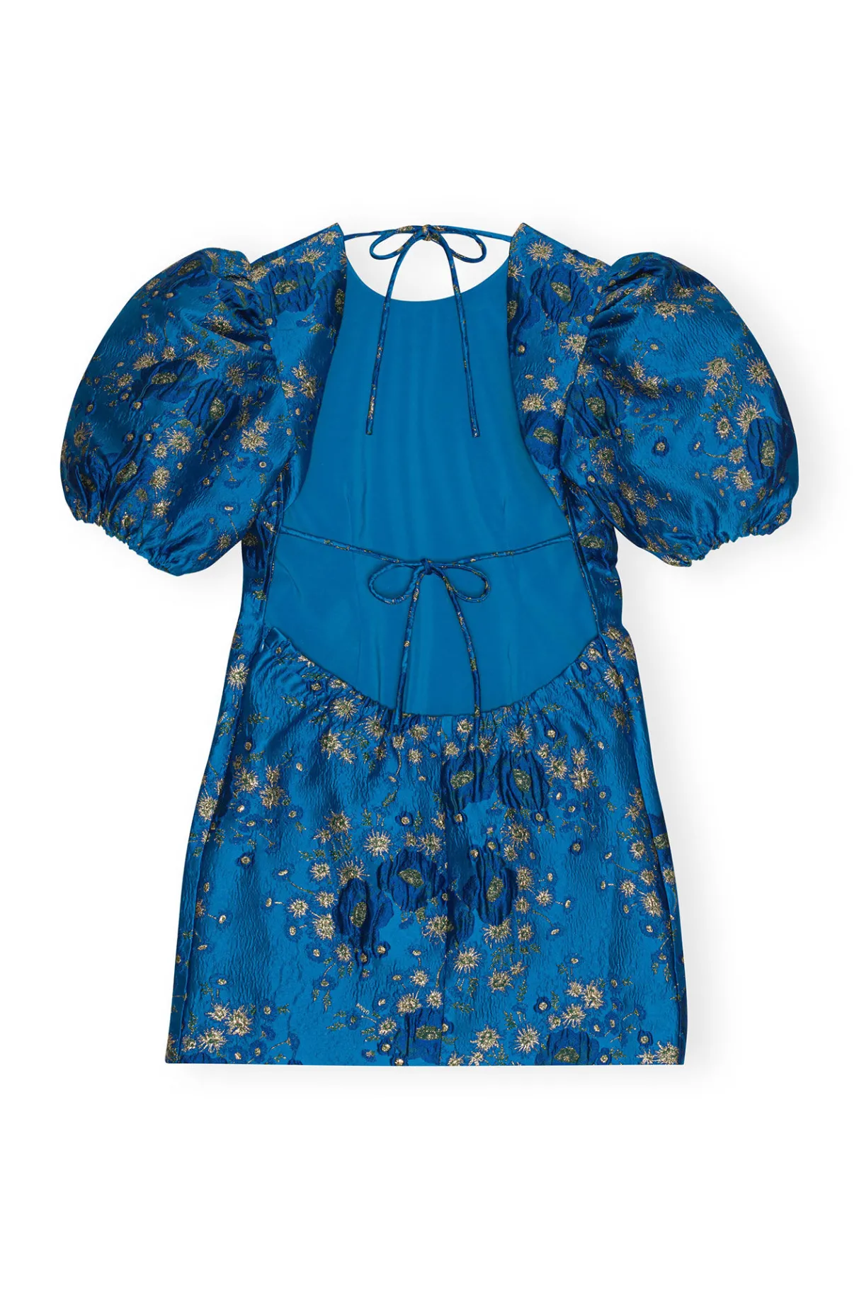 Sale GANNI 3D Jacquard Open Back Mini Dress Brilliant Blue