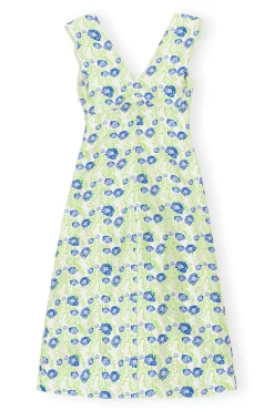 Discount GANNI 3D Jacquard Rhythm Collar Long Dress Oyster Gray