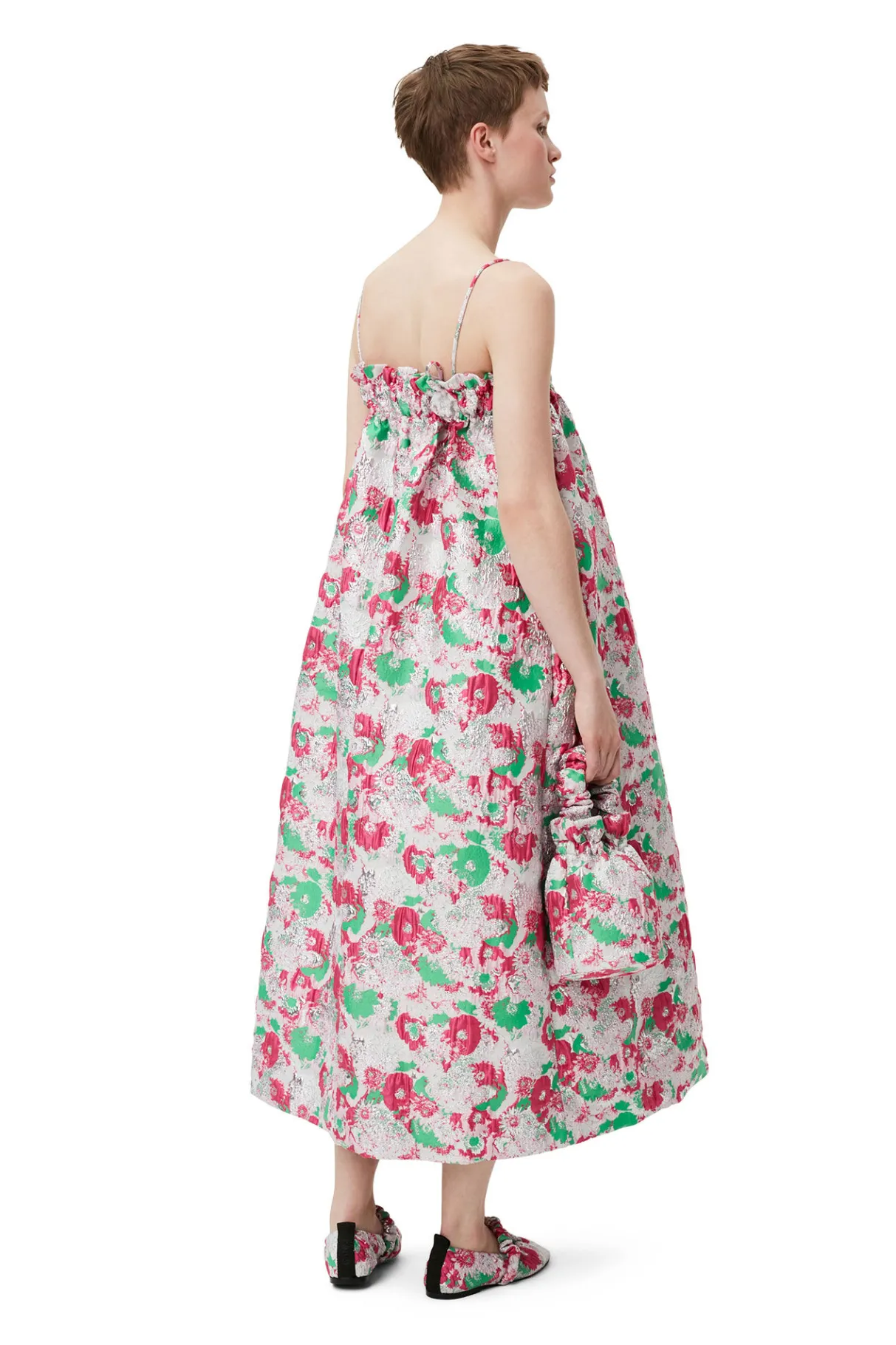 Fashion GANNI 3D Jacquard Strap Dress Sugar Plum
