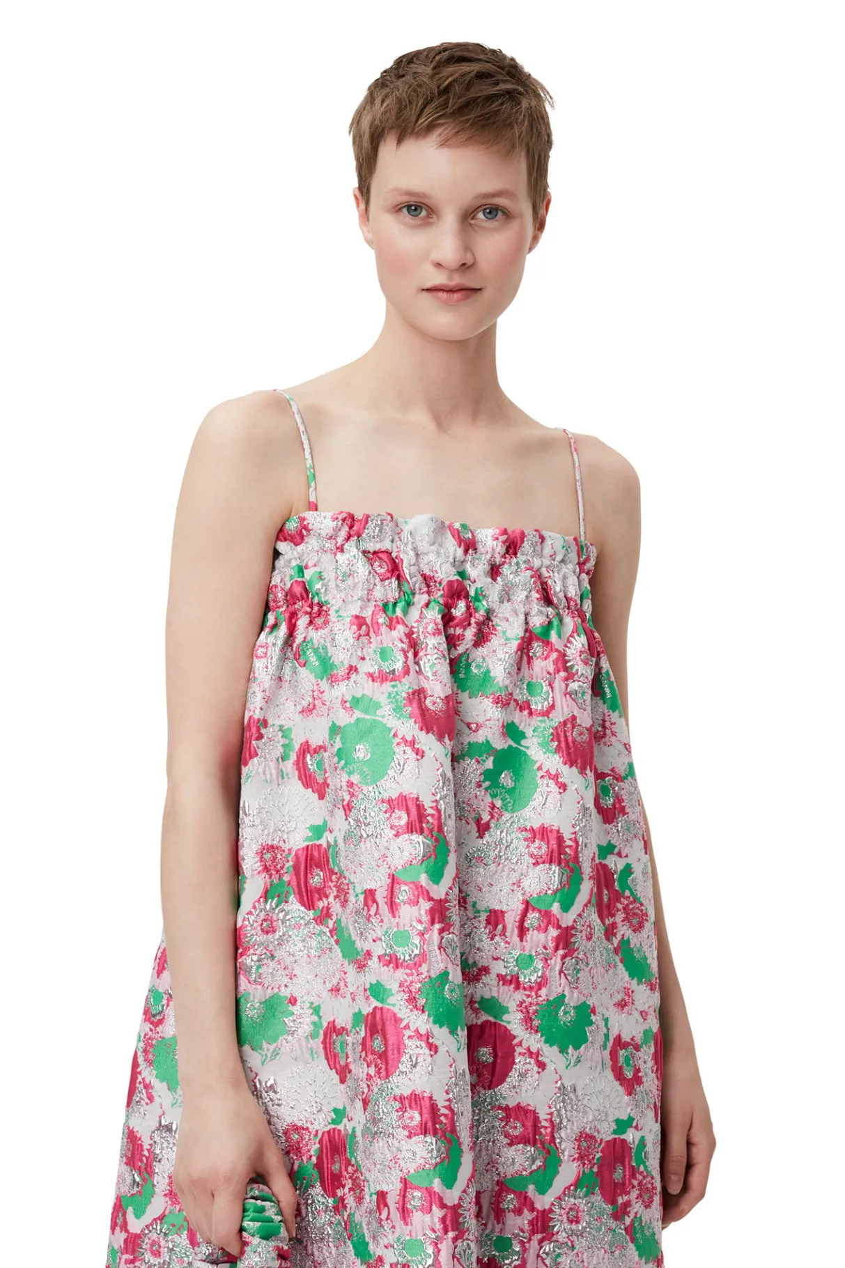 Fashion GANNI 3D Jacquard Strap Dress Sugar Plum