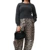 Store GANNI 3D Leopard Jacquard Elasticated Curve Pants Big Leopard Almond Milk