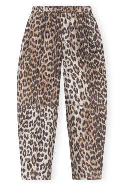 Store GANNI 3D Leopard Jacquard Elasticated Curve Pants Big Leopard Almond Milk