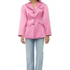 Sale GANNI Double Satin Fitted Blazer Wild Orchid