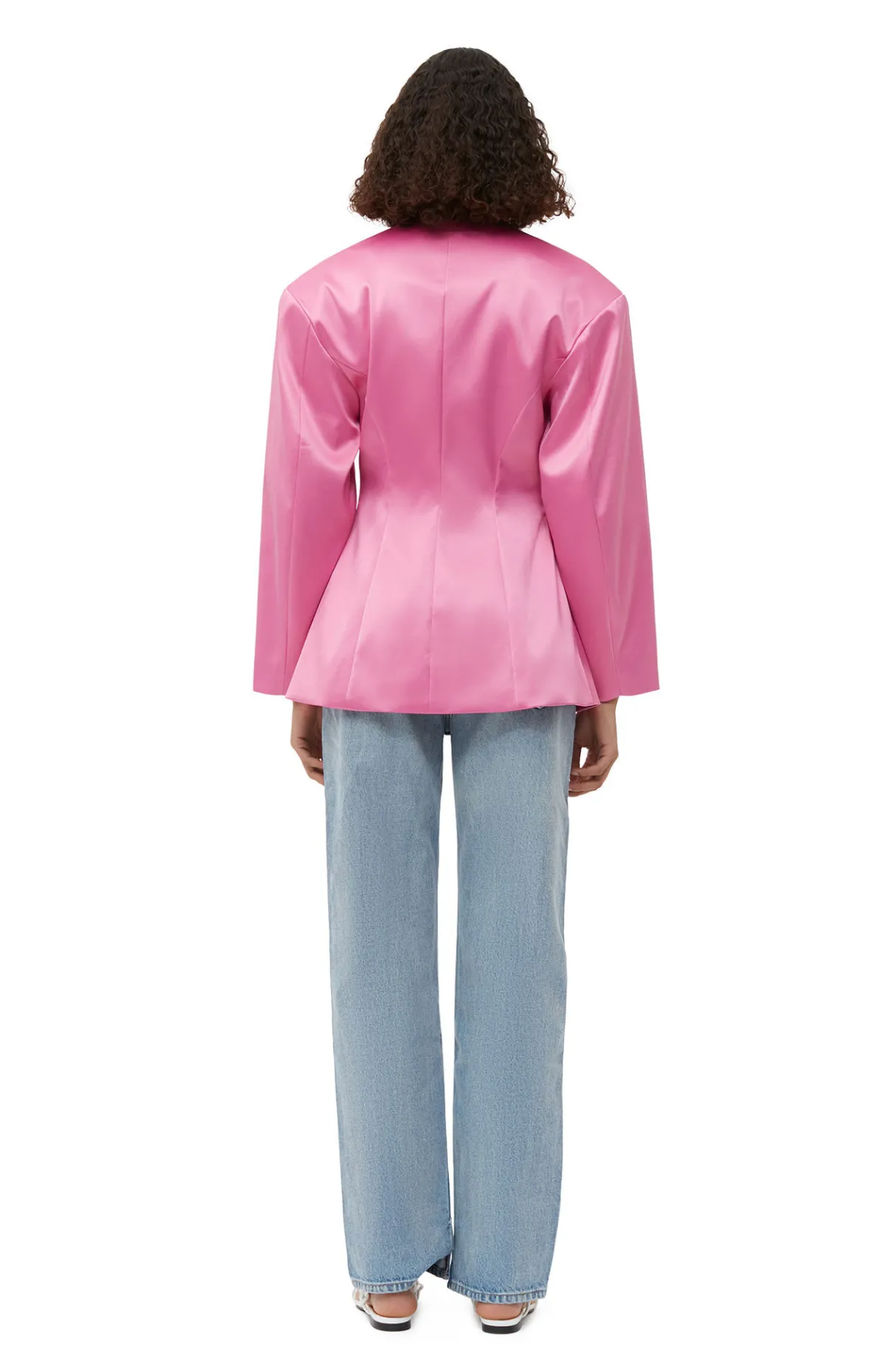 Sale GANNI Double Satin Fitted Blazer Wild Orchid